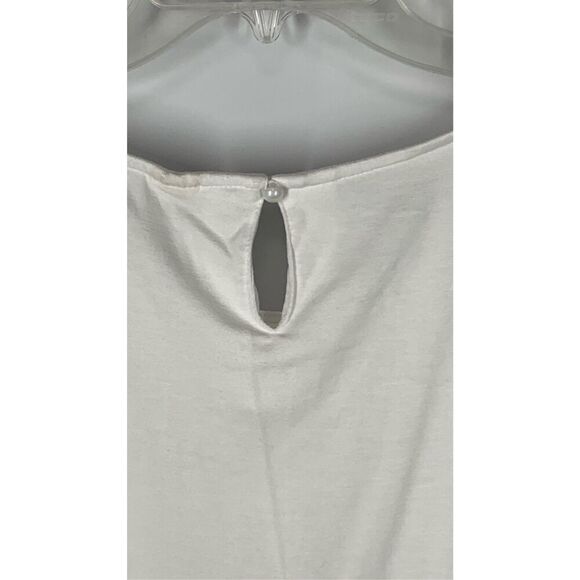 iGENJUN Women's Sleeveless Keyhole Back Button Pleated Top White Size Small - Picture 6 of 7